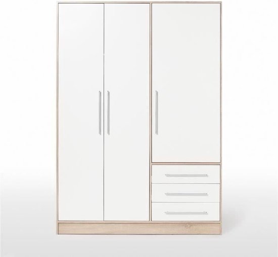 JUPITER Eiken en witte spaanplaatkast in eigentijdse stijl - L 144,6 cm