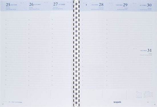 Brepols Agendavulling 2024 • Timing 4t week • wit papier • 17,1 x 22 cm