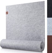 Chemin de table moderne en feutre gris clair - 100x30cm - nappe lavable avec étiquette en cuir - Décoration scandinave Tableband - chemin de table en feutre pour l'extérieur - gris