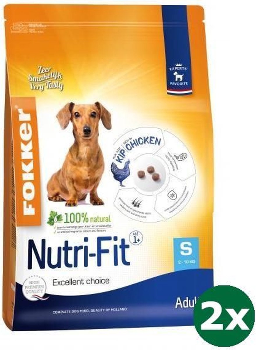 2x2,5 kg Fokker nutri-fit adult small hondenvoer