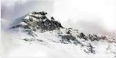 Poster Glanzend – Sneeuw - Bergen - Wolken - Wit - 100x50 cm Foto op Posterpapier met Glanzende Afwerking
