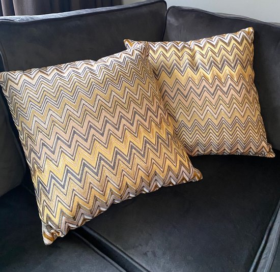 Diga Colmore - kussen - goud/chevron - 50x50