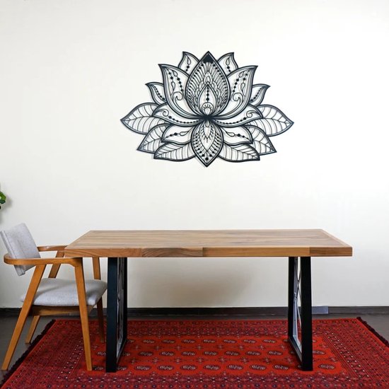 BT Home - 3D mandala lotus modern deco muurdecoratie - Wanddecoratie - Zwart - Houten art - Muurdecoratie - Line art - Wall art - Bohemian - Wandborden - Woonkamer - 40x60 cm