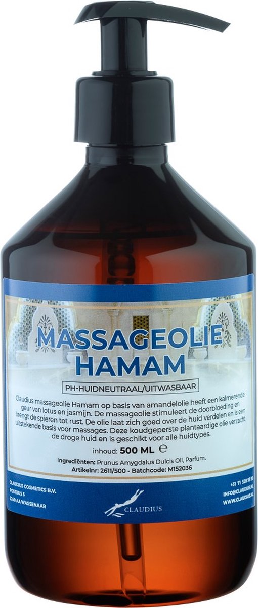 Goedkoopste Massageolie Hamam 500 ml met pomp - 100 natuurlijk - biologisch en koud geperst