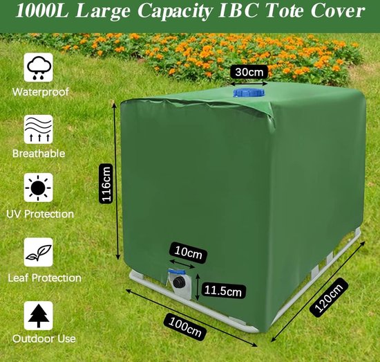 Bâche Couverture Réservoir IBC pour Conteneur IBC 1000L, 116 x 100 x 120 cm  Bâche de Réservoir d'eau Anti-UV Anti-Pluie