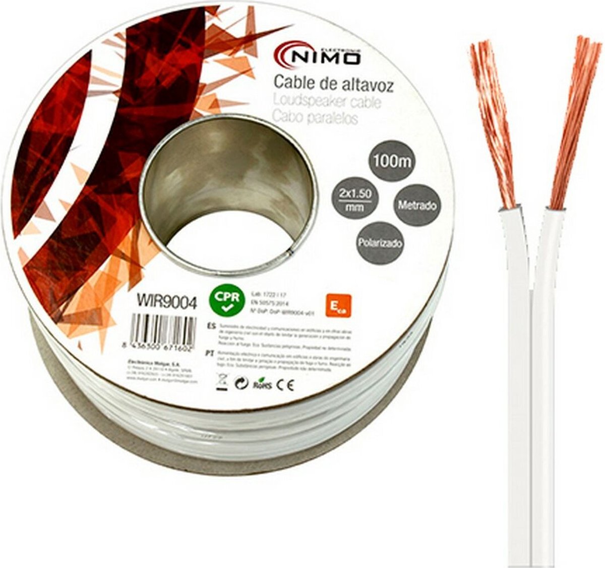 Luidsprekerkabel NIMO Wit 2 x 1,5 mm 2 x 1,5 mm