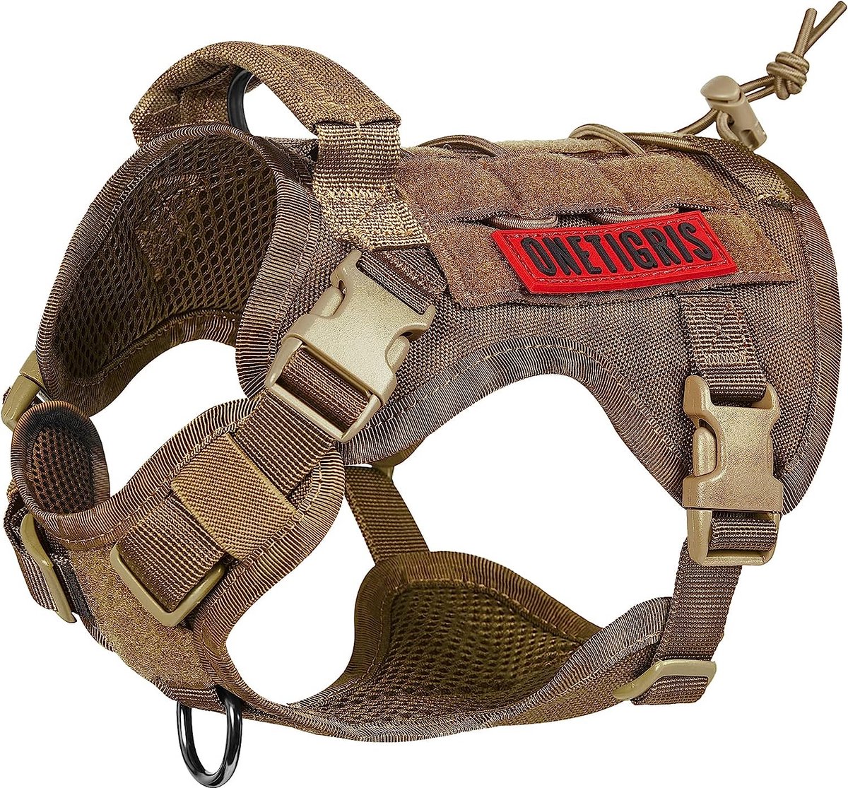Hondentuigje FIRE WATCHE Tactical hondenvest Molle hondentrainingsservice hondentuigje 1000D nylon (XS, coyote bruin)