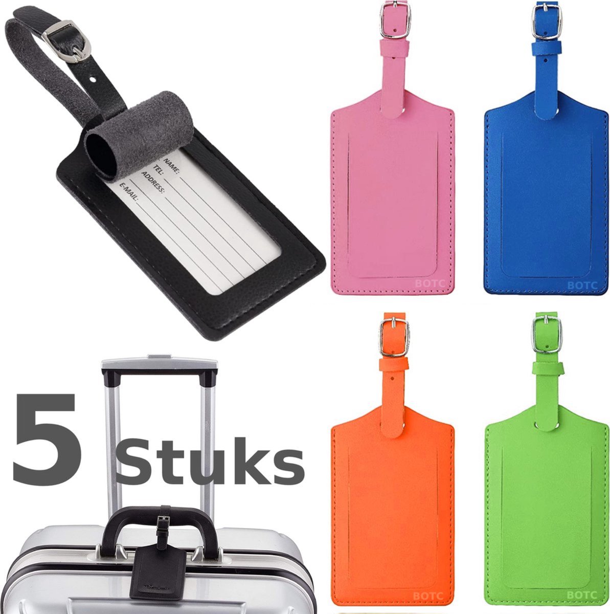 FAINCA 5 stuks kofferhangers, sleuth bagagelabel, siliconen waterdichte adreslagels, koffercartoon, koffer, naamhanger, reiskofferbordje voor tag- identificatie, bagage