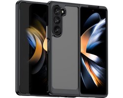 Hoesje Geschikt voor Samsung Galaxy Z Fold 5 - Acryl Back Cover - Transparant Zwart