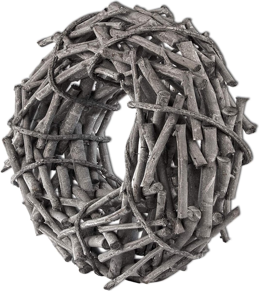 Decoratieve Houten Krans Grijs - 40 Cm - Wilgentakken Krans Om Zelf Te Versieren (Deur/Tafel/Advent)