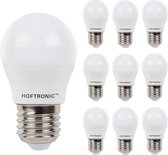 HOFTRONIC - Voordeelverpakking 10X E27 LED Lampen - 4,8 Watt 470lm - Vervangt 40 Watt - 6500K Daglicht wit licht - G45 bolvorm E27 Lamp