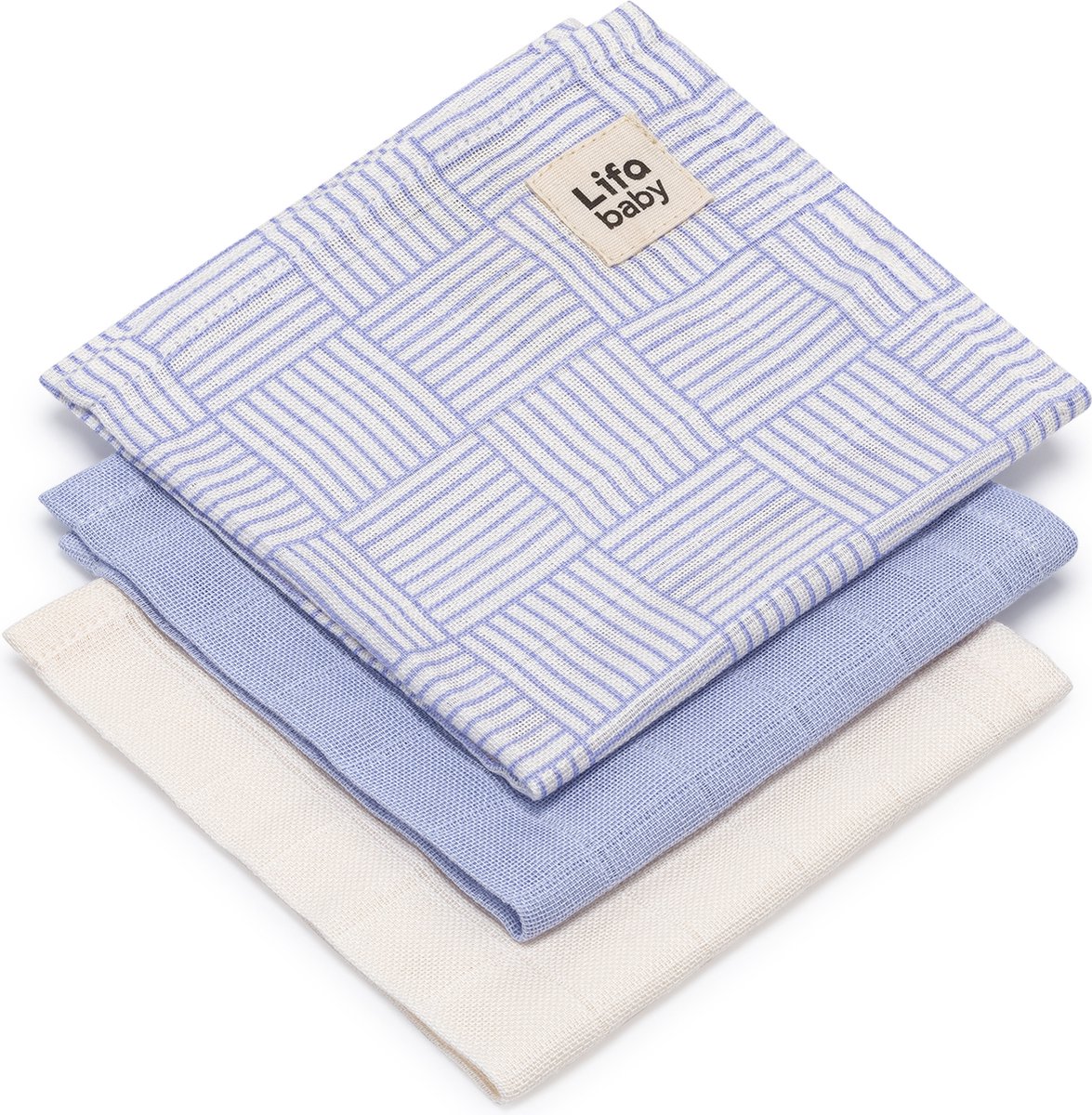 Goedkoopste Lifa baby Hydrofiel Monddoek - 30x30 cm - Checkered Charm - Organisch Katoen - 3 Stuks