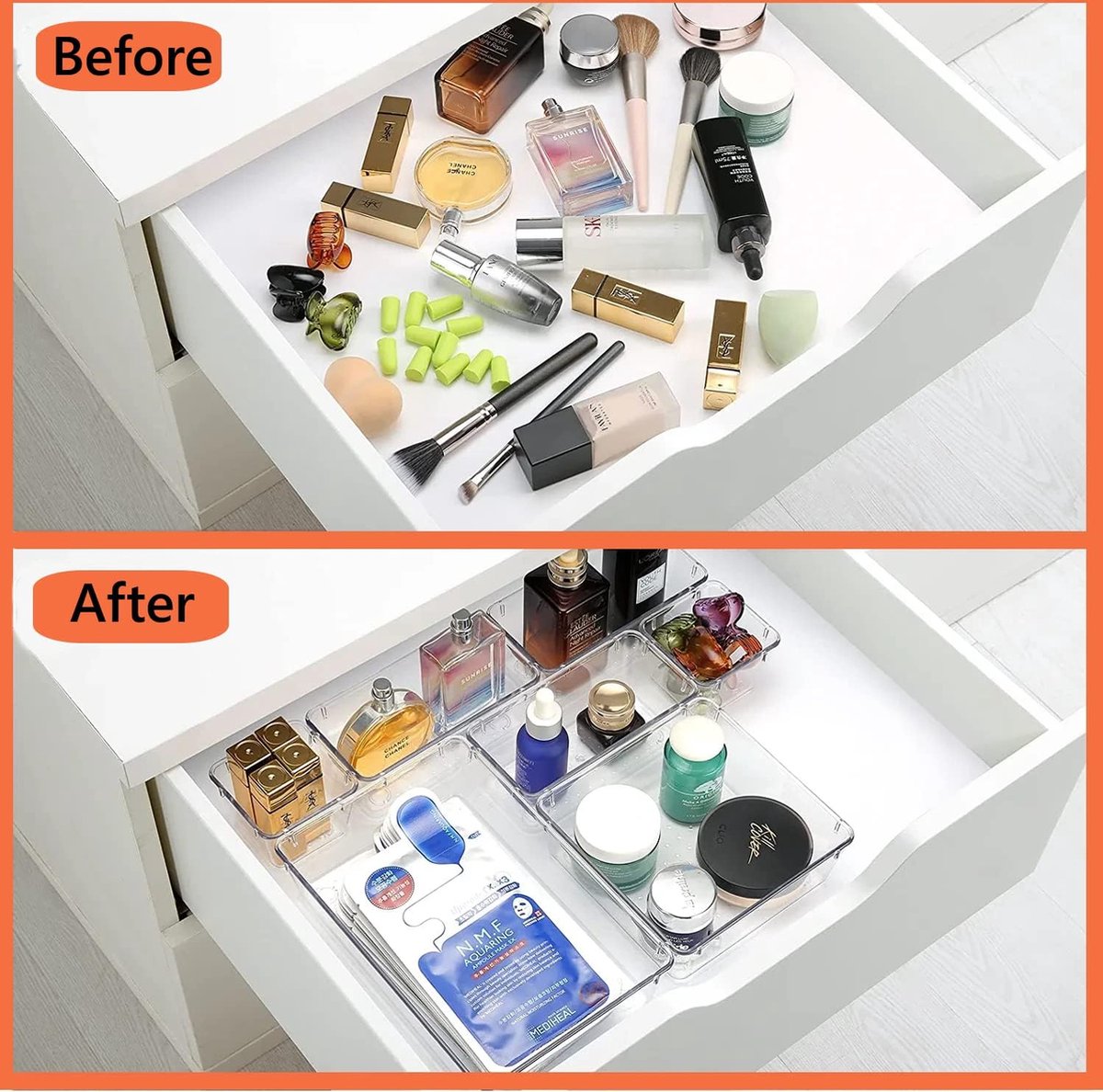 Lot De 17 Organisateurs De Tiroirs Transparents – 4 Tailles Pour Rangement Maquillage, Bureau, Cuisine Et Salle De Bain