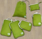 Compressie verpakking kubussen set, ultralichte uitbreidbare reisverpakkingsorganisatoren voor handbagage (groen 6 stuks)