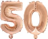 2-delige folie ballonnen set 50 rosé goud XL - sarah - abraham - jubileum - verjaardag - rosé goud - folie - ballon