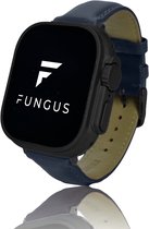 Fungus - Smartwatch bandje - Geschikt voor Apple Watch 42 / 44 / 45 / 49 mm - Series 1 2 3 4 5 6 7 8 9 SE Ultra iWatch - Leer - Classic - Blauw, zwart connector