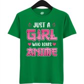 Just a girl who loves anime - Japans cadeau - Unisex t-shirt - grappig anime / manga hobby en verjaardag kado shirt - T-Shirt - Unisex - Kelly Groen - Maat 3XL