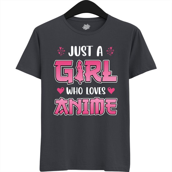 Just a girl who loves anime - Japans cadeau - Unisex t-shirt - grappig anime / manga hobby en verjaardag kado shirt - T-Shirt - Unisex - Mouse Grey - Maat L