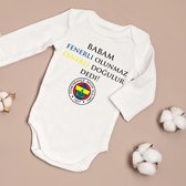 Baby romper met je favoriete turkse voetbalclubs Fenerbahce - Galatasaray - Besiktas - Trabzonspor - Maat 86 lange mouwen - Baby aankondiging