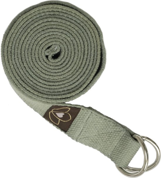 Yoga riem / strap extra lang asgroen - Lotus van Merkloos — afbeelding 5