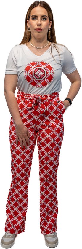 Zoso Pant Maggy Printed Crepe Pant 232 1280 0016 Fiery Red White Femme Taille - S