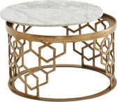 Table basse Rootz marbre véritable blanc 60x60x36 cm table basse métal doré - Table basse Design ronde - Petite table basse Moderne - Table d'appoint table d'appoint salon