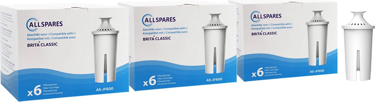 AllSpares Filterpatronen (18x) geschikt voor oudere Brita Waterkannen Vervangingsfilters voor Brita Classic