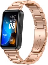 Stalen Smartwatch bandje - Geschikt voor Huawei Band 8 / Huawei Band 9 stalen band - rosé goud - Strap-it Horlogeband / Polsband / Armband