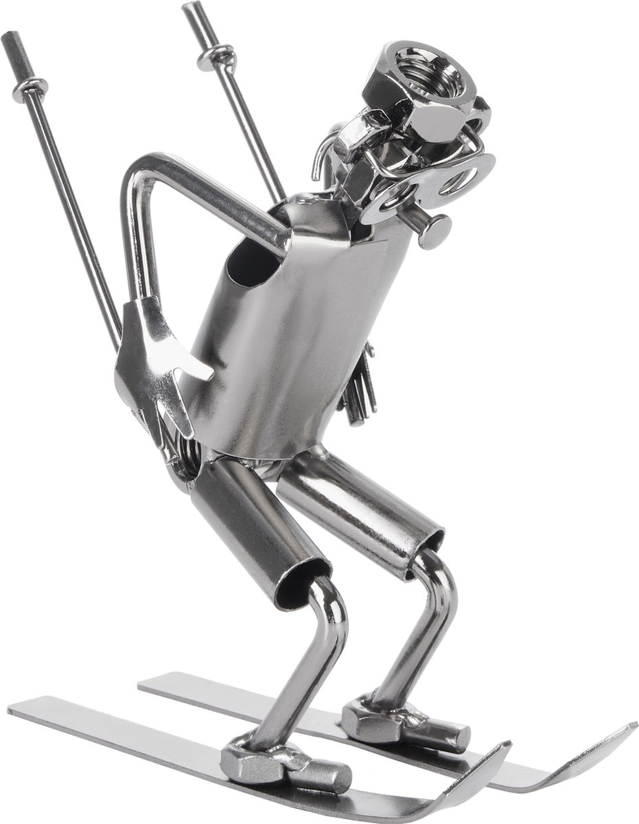 BRUBAKER Schroef Figuur Skier - Ski ijzeren figuur Metal Man - Handgemaakte metalen figuur - Gift voor Wintersport en Ski Fans