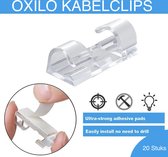 Kabelclips - 20 Stuks - Kabelhouder - Transparant - Zelfklevend - Kabelbinder - Kabel organiser - OXILO