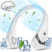 Merdoo Nek Ventilator Usb Oplaadbaar - 3 Standen Mini Hand Ventilator - Draagbare Sparkless Neck Fan - Opvouwbaar Nek koeler - Persoonlijke Handen Vrij Wearable Nekband Kleine Fans - 80 Luchtuitlaten Bladloze Ventilator - Wit