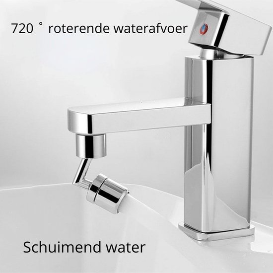 Waledano® Draaibare kraan opzetstuk - 720 graden Roterend - RVS - Waterbesparende Spoelkraan - Chroom - Flexibel Opzetstuk Kraanslang - Keukenkraan - Sproeikop - Kraan verlengstuk