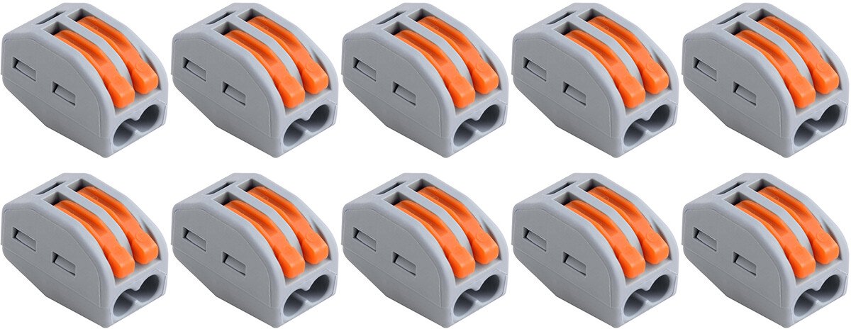 Lasklem Set 10 Stuks - 2 Polig met Klemmetjes - Grijs/Oranje