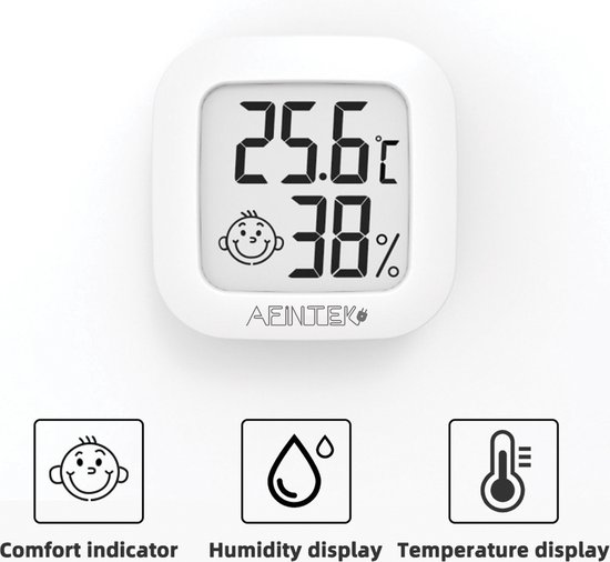AFINTEK Thermometer & Hygrometer - Temperatuur en Luchtvochtigheid Meten - Wit