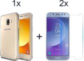 Samsung J2 Pro 2018 Hoesje - Samsung Galaxy J2 Pro 2018 hoesje siliconen case transparant cover - 2x Samsung Galaxy J2 Pro Screenprotector