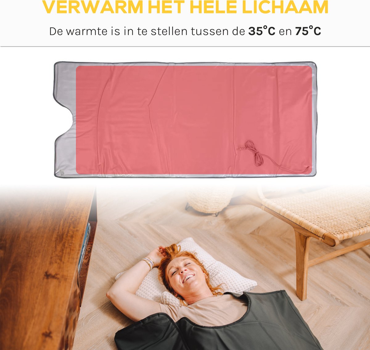 Infrarood Deken - Opbergtas - tot 80° - 180x80cm - Infrarooddeken - Afstandsbediening - Infraroodtherapie - Fibromyalgie - Warmte Deken - Pijnverlichting - Elektrische Deken - Sauna deken – foto 8