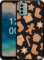 Cazy Hoesje Zwart geschikt voor Nokia G22 Christmas Cookies