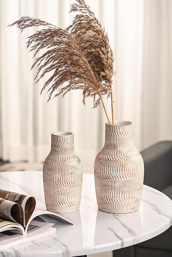 Vase beige rustique pour la décoration de la maison, ensemble de 2 grands  vases avec... | bol