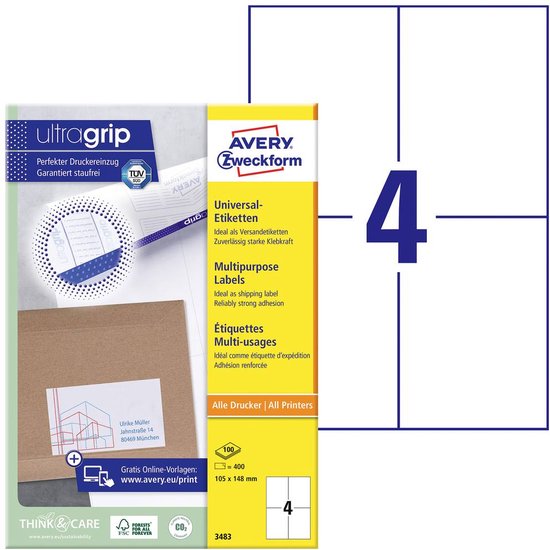 Étiquette d'imprimante Avery 3483