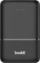 Mini banque d'alimentation Buddi | 5 000 mAh | Format de voyage | Compact | Petit | Très mince | USB-C et USB-A 2,4A | Powerbank universel pour Samsung / iPhone, entre autres | Noir