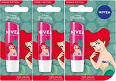 Nivea Disney Prinses Ariel Pink Melon Lippenbalsem - 3 x 5.5 ml - Lipbalsem Kinderen