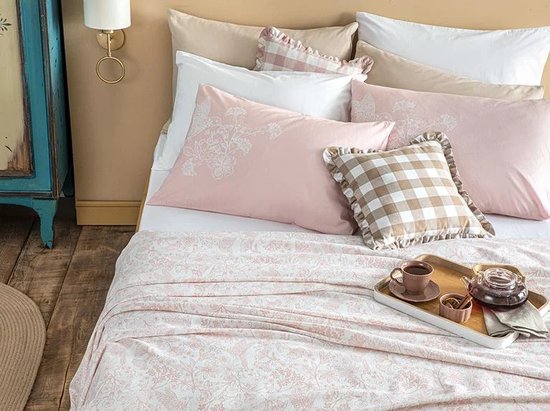 English Home Summer blanket - Bedsprei incl. 2 kussenslopen en laken - 200x220 cm - Roze