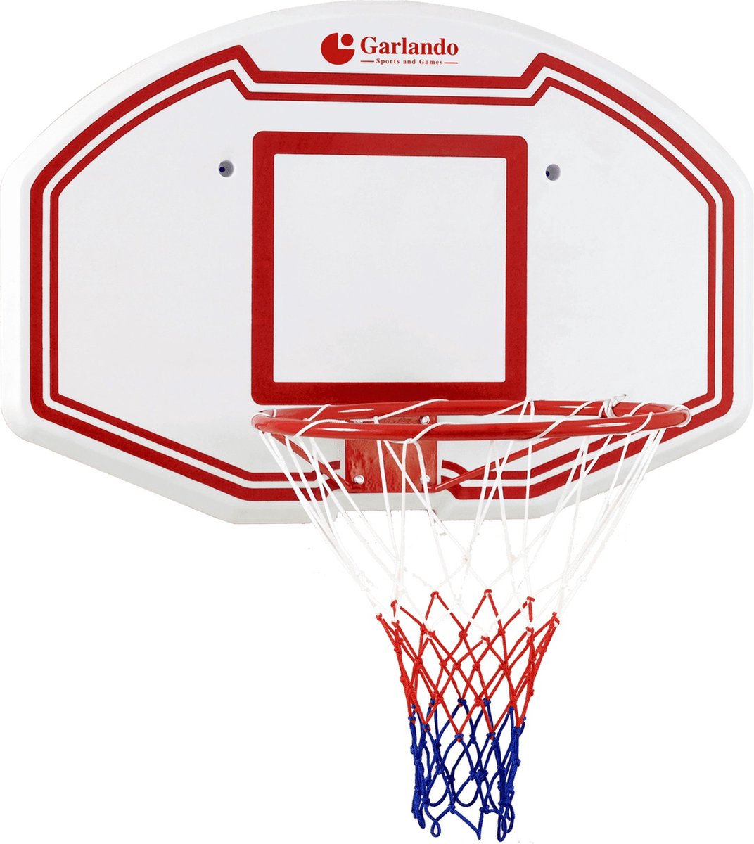 Garlando - Basketbalbord - Boston - 91 x 63 cm - Basketbal - Basketbalring met Bord en Net - voor aan de Deur of aan de Muur - Garlando
