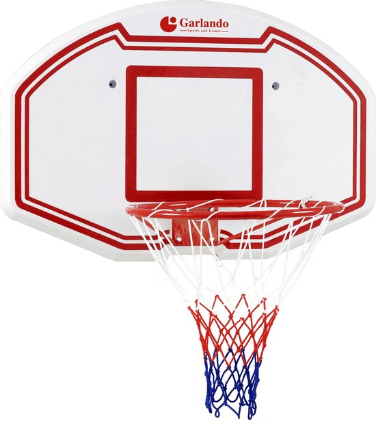 Garlando - Basketbalbord - Boston - 91 x 63 cm - Basketbal - Basketbalring met Bord en Net - voor aan de Deur of aan de Muur