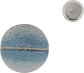 Behave - Broche - Magneet - Magneetbroche - Magnetische broche - Rond - Blauw - Zilver kleur - Dames - 5 cm