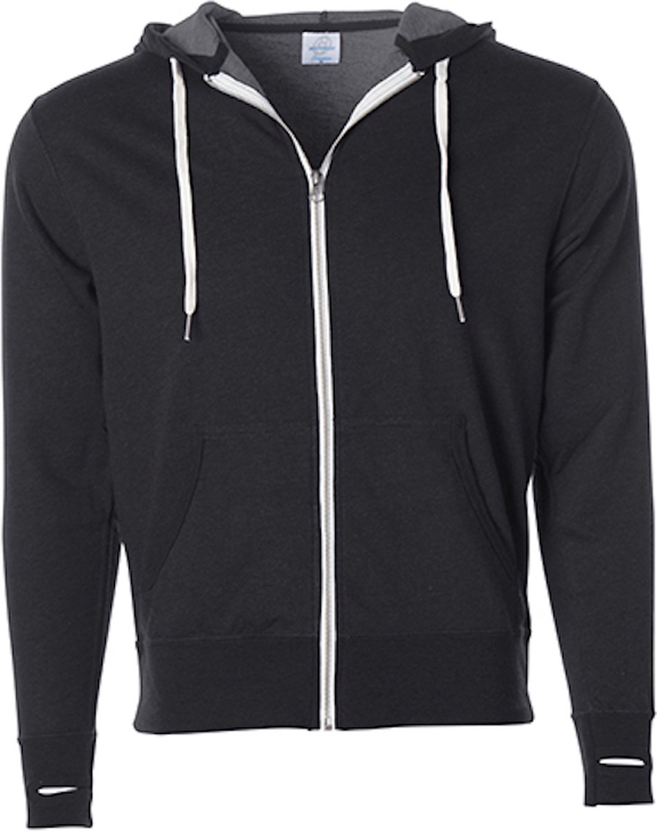 Unisex Zipped Hoodie 'French Terry' met capuchon Charcoal Heather - S