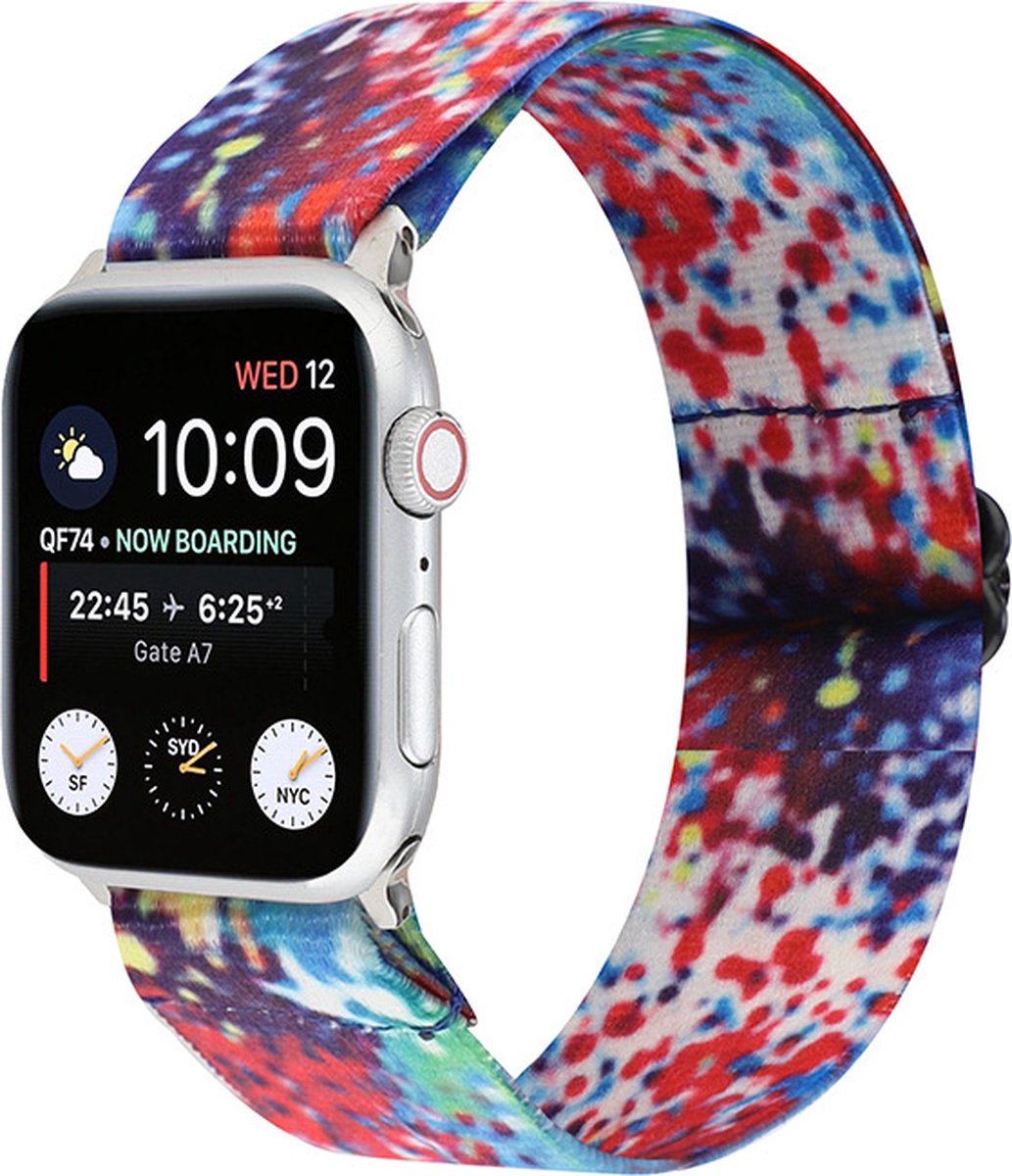 Strap-it Tribal bandje - geschikt voor Apple Watch Series 1/2/3/4/5/6/7/8/9/10/11/SE/SE2/SE3 - kleurrijk - elastisch bandje voor iWatch maat: 38 / 40 / 41 / 42mm