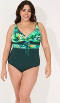 Badpak dames- Grote maten badpakken zwempak bikini VC717- Groen kleurrijk Bloemmotieven- Maat 48