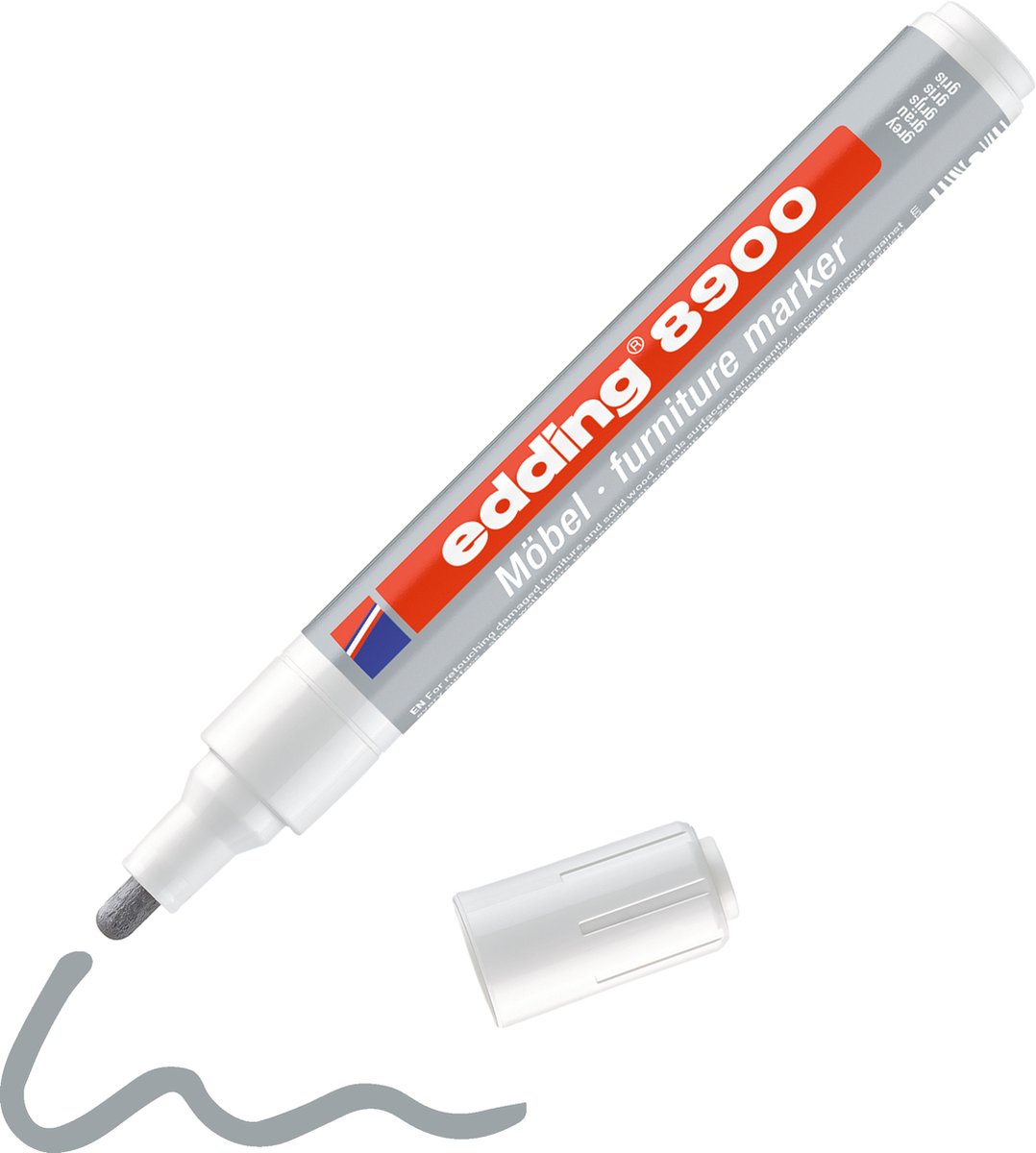 edding 8900 meubelstift voor reparatie van meubels - kleur: grijs - 1,5-2mm - de meubelmarker laat krassen en kleine beschadigingen verdwijnen