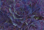 Fotobehang - Vlies Behang - Paarse Bloemen Schildering - Kunst - 460 x 300 cm